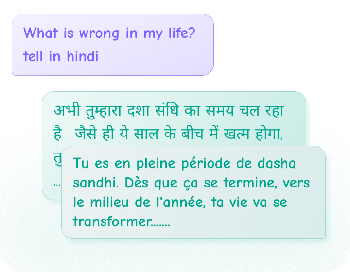 Multilingual astrology chat support illustration