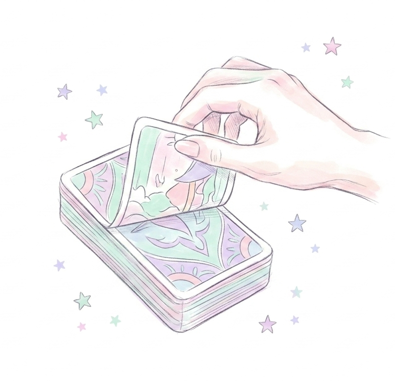 Hand drawing a tarot card from the deck